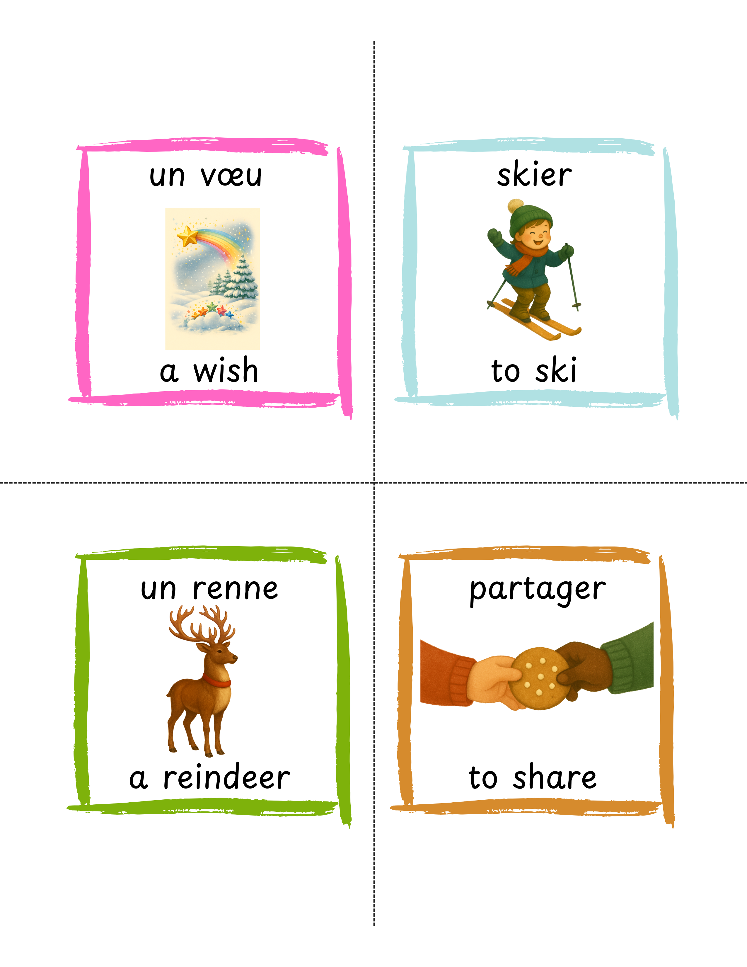 Bilingual Flashcards | French-English Vocabulary Cards | 40 Printable Learning Cards for Early Language Skills