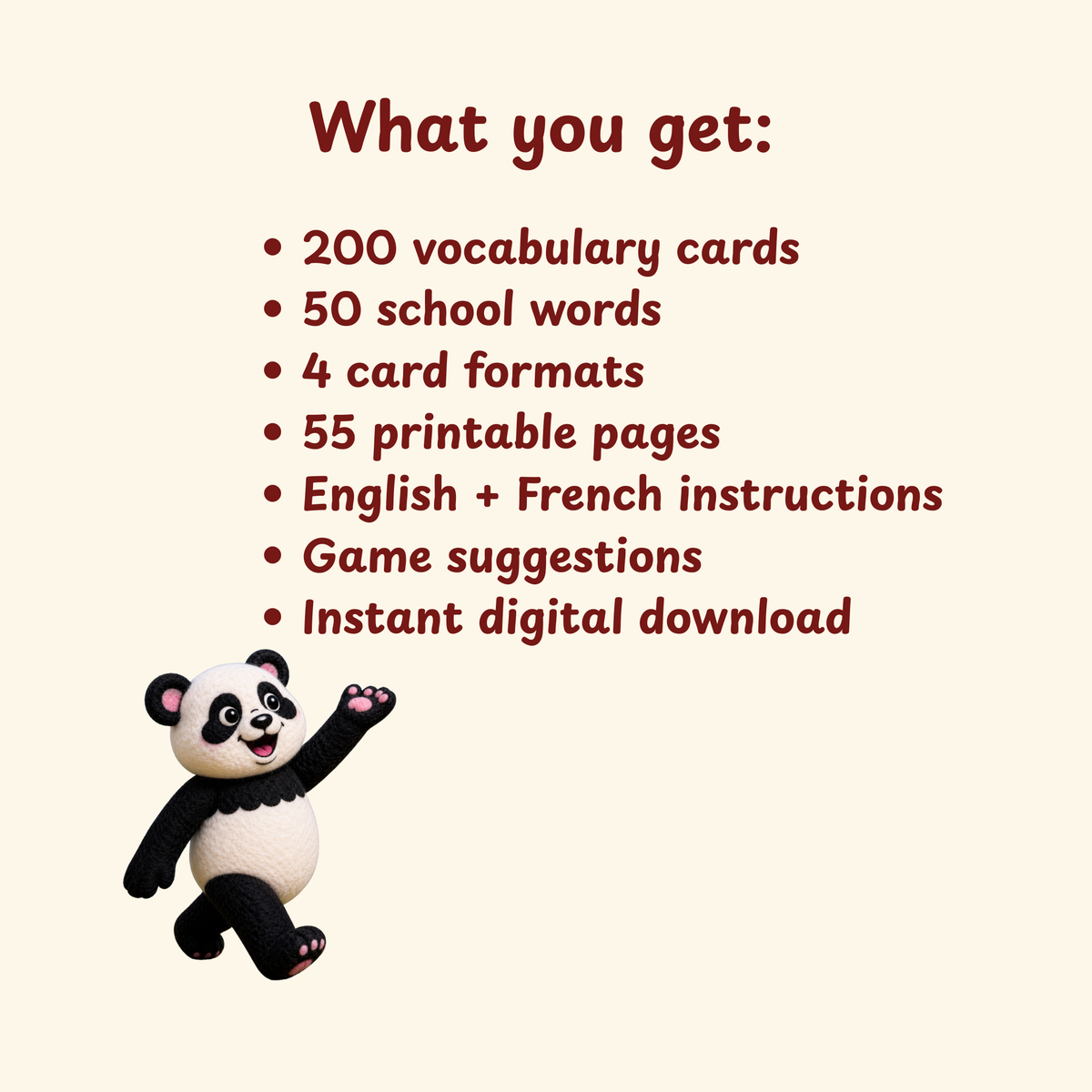 Vocabulary Cards | 50 School Words