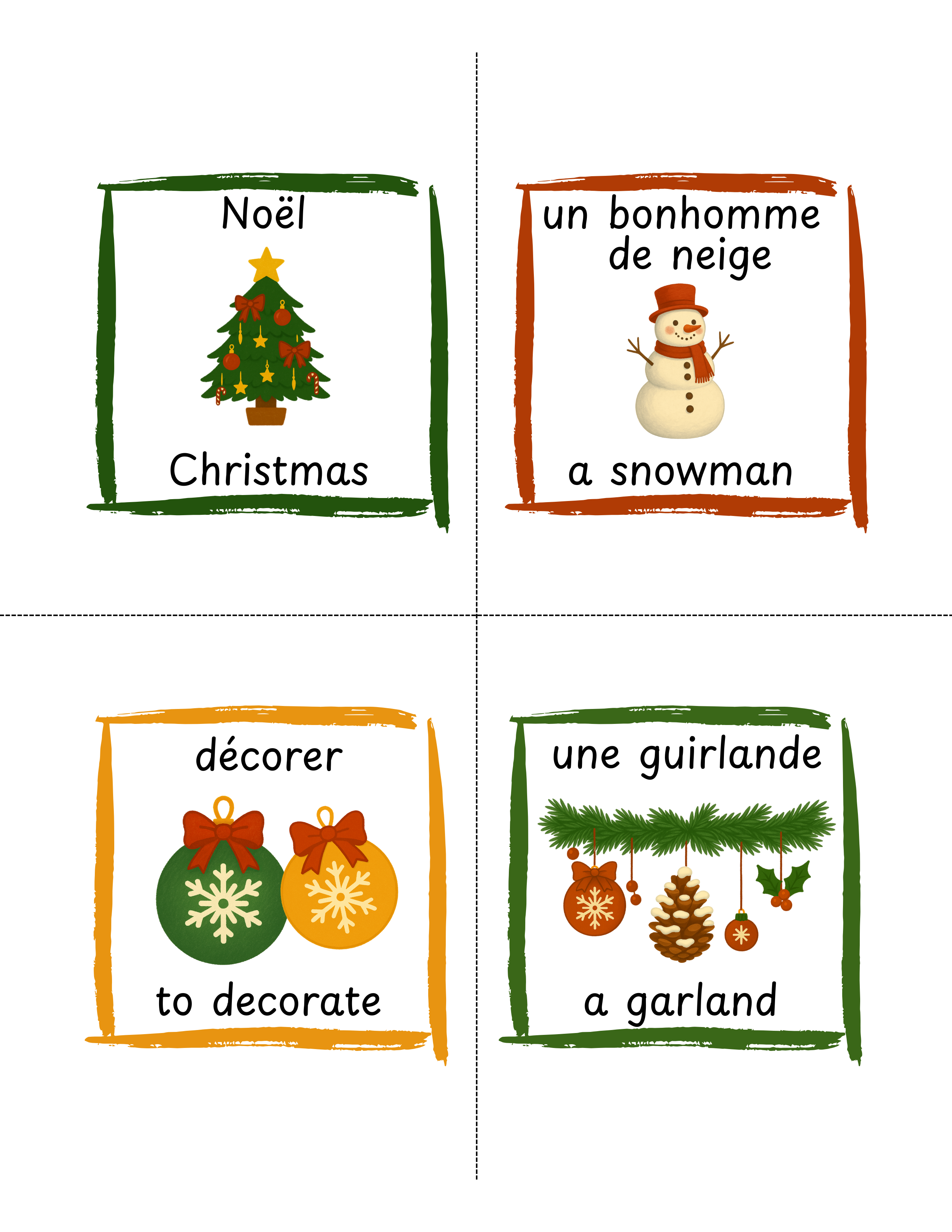 Bilingual Flashcards | French-English Vocabulary Cards | 40 Printable Learning Cards for Early Language Skills