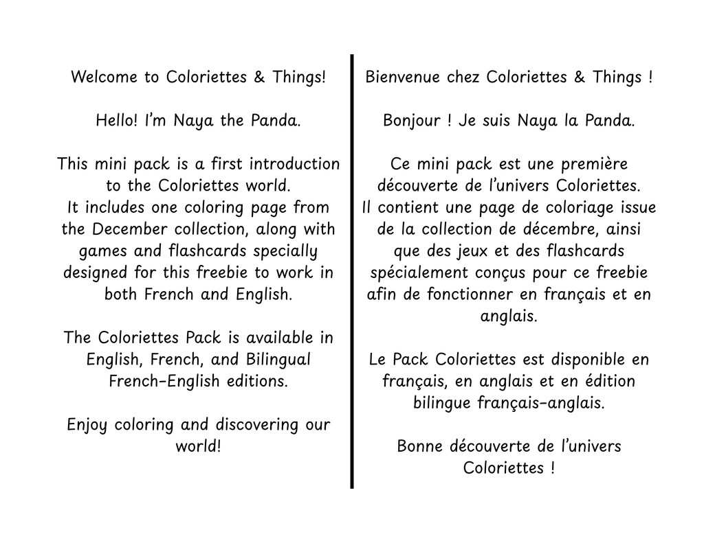 Free Coloriettes Mini Pack – Printable to Color, Play & Discover