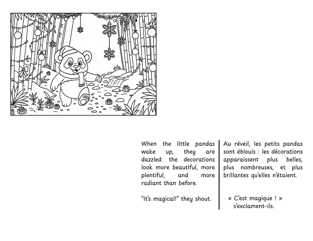 Bilingual Edition | Naya, The Panda - The Magic of Christmas | Narrative Coloring Book