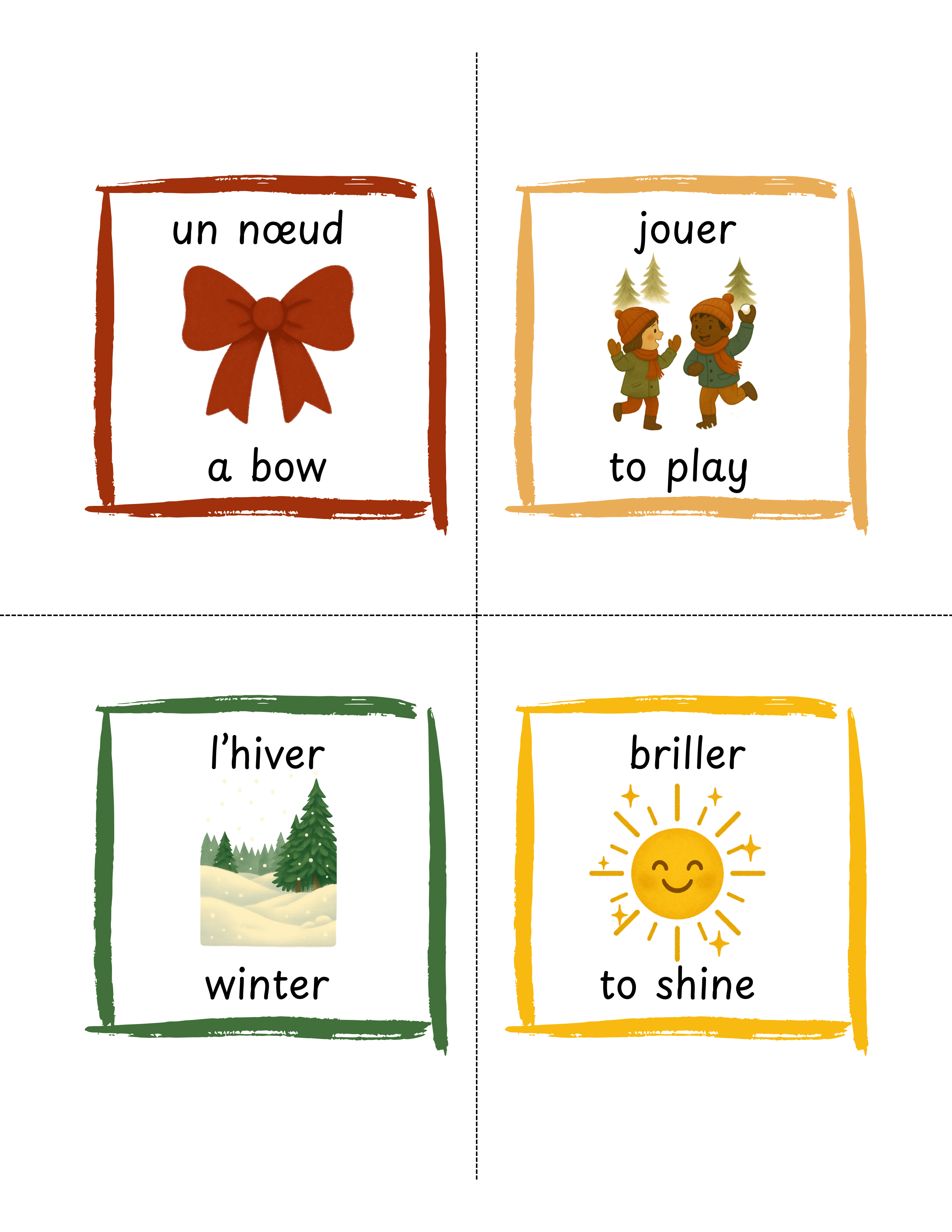 Bilingual Flashcards | French-English Vocabulary Cards | 40 Printable Learning Cards for Early Language Skills