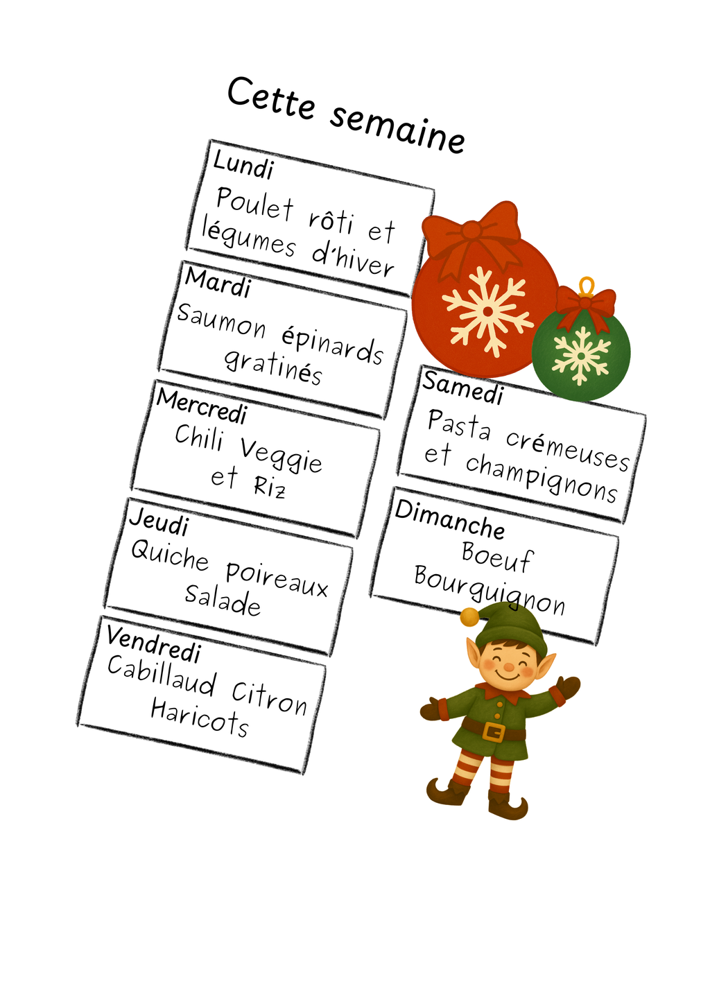 Planificateur pour les Fêtes de Noël