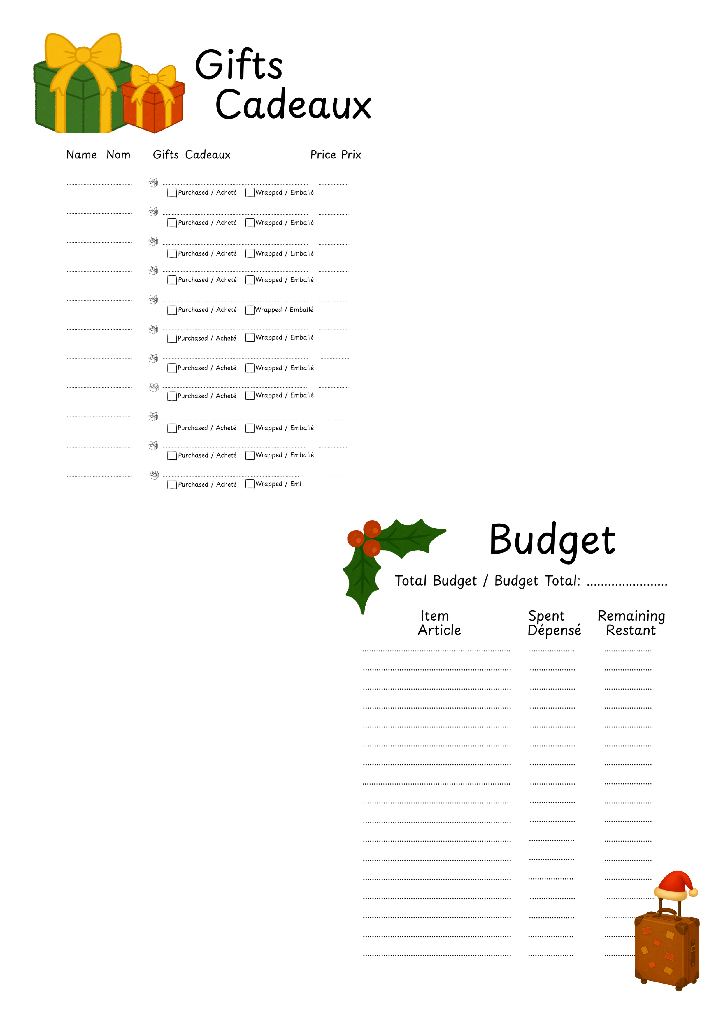 Bilingual Edition | Gift & Budget Trackers