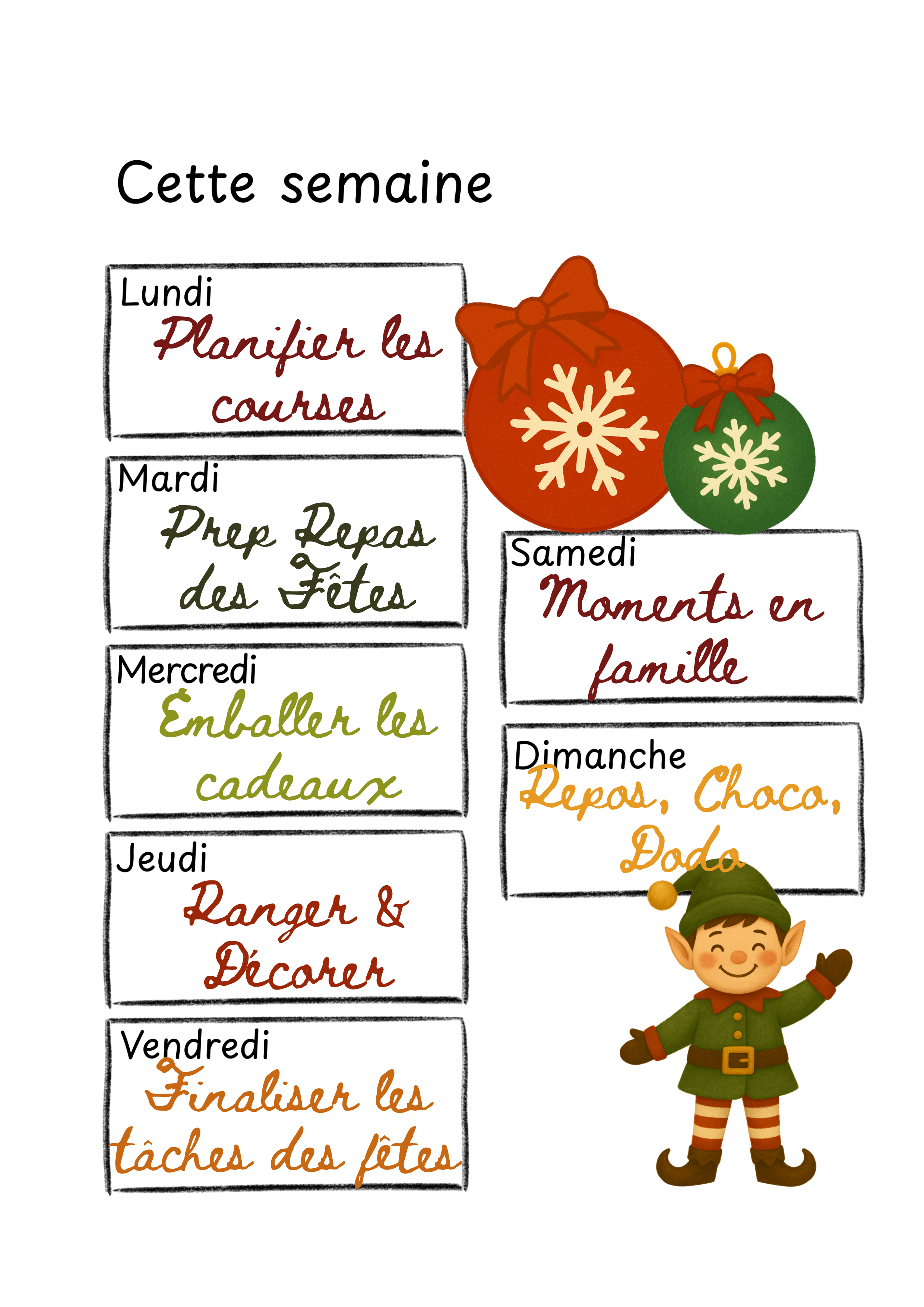 Planificateur pour les Fêtes de Noël